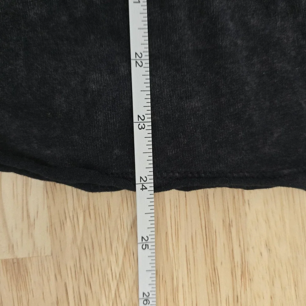 Free‎ People Black Distressed Sequin Sleeve Pocket T-Shirt Top XS